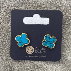 Turquoise Clover Stud Earrings
